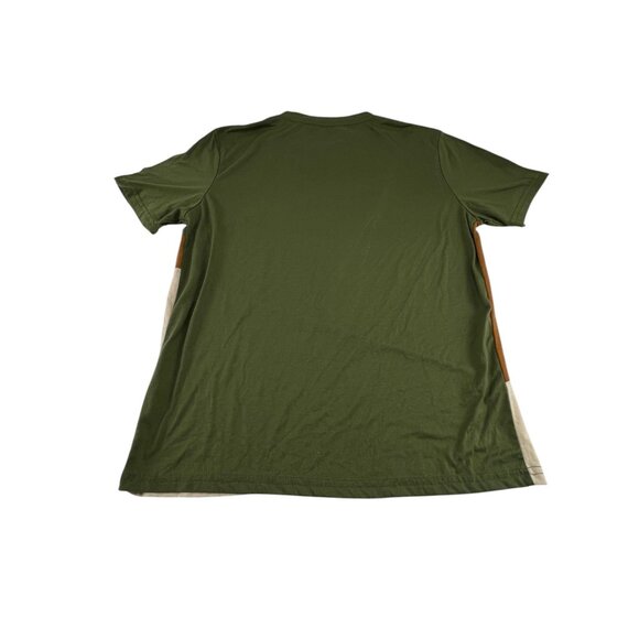 Shein Colorblock T-Shirt In Green Brown Embroidered Deer Logo Streetwear Casual - Picture 3 of 13